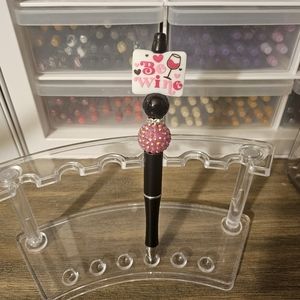 NWT Be Wine Pink Bling & Beaded Black Pen